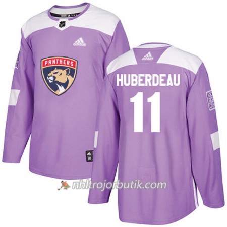 Män Ishockey Florida Panthers Tröja Jonathan Huberdeau 11 Adidas 2017-2018 Lila Fights Cancer Practice Authentic